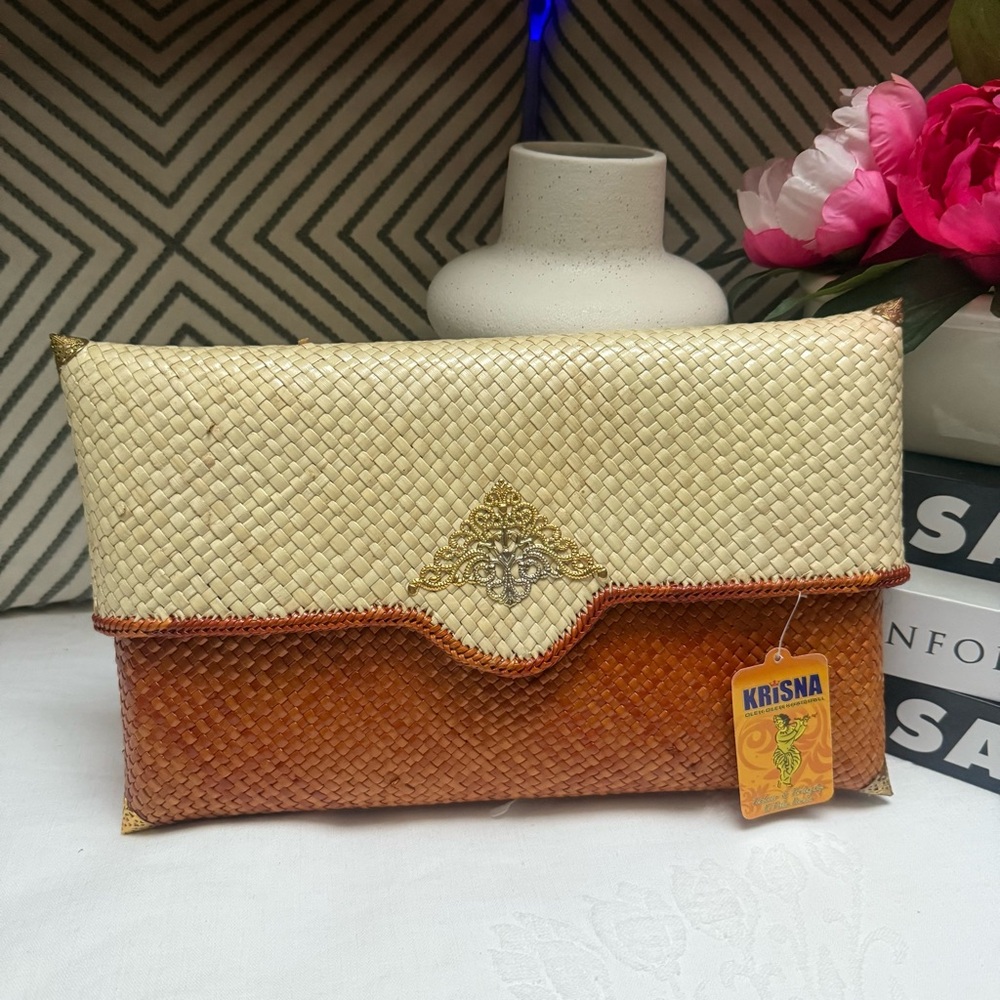 Krisna Raffia Envelope Clutch